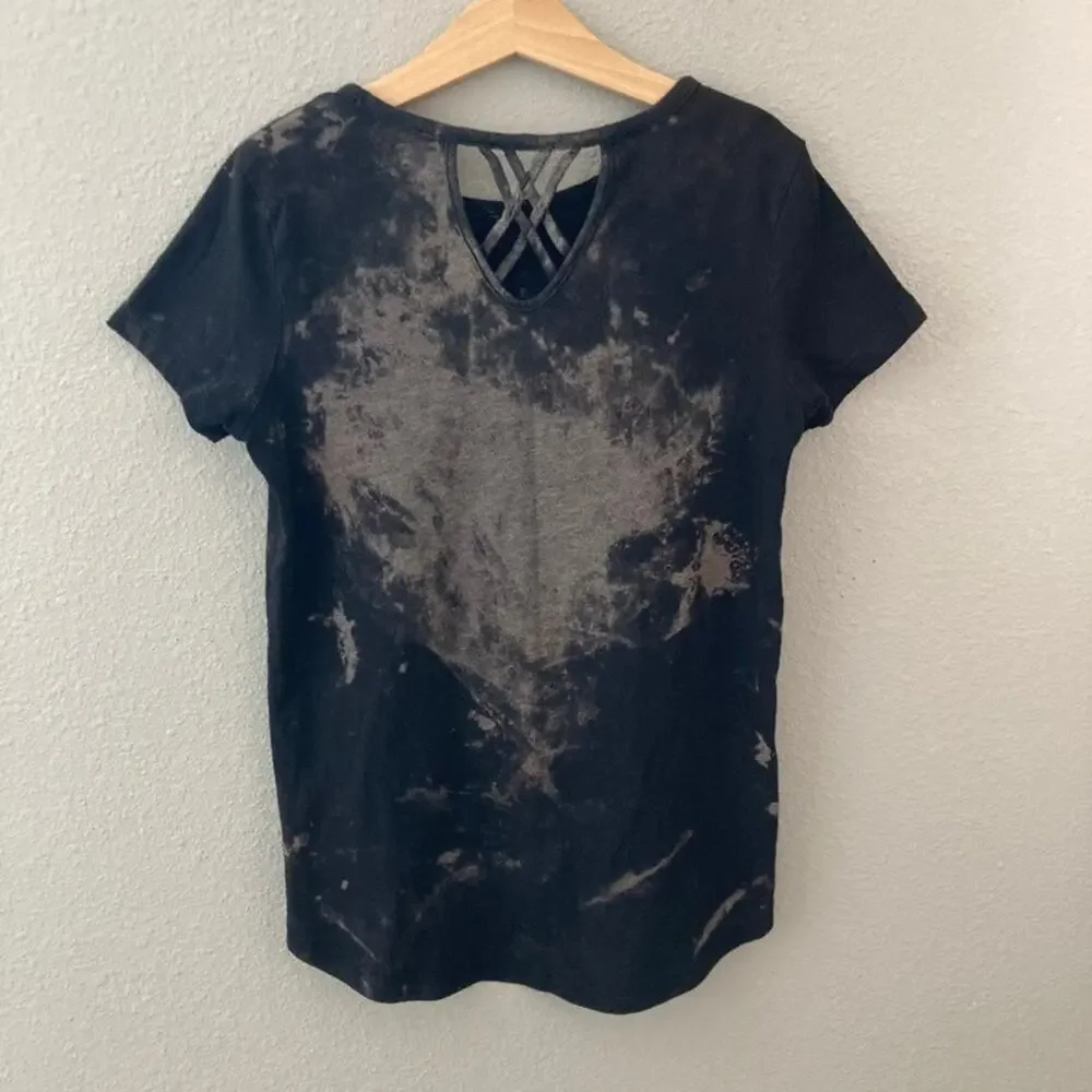 Old Navy Softest Tee - Lattice Back Burnout Tie Dye - Black Tan - Medium 8